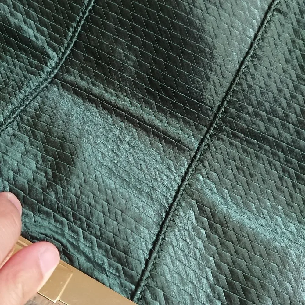Halston Heritage foldable Frame Clutch in lux weaved green silk
